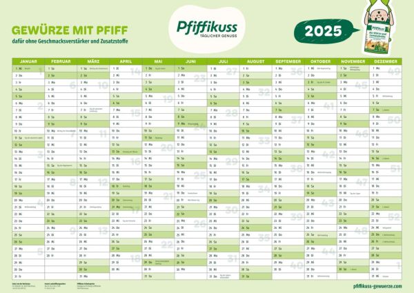 Prämie: Wandkalender 2025 (ab einem Bestellwert von € 30.-) solange Vorrat reicht.